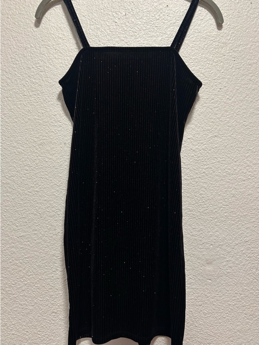 Forever 21 Black Sparkle Ribbed Velvet Mini Dress